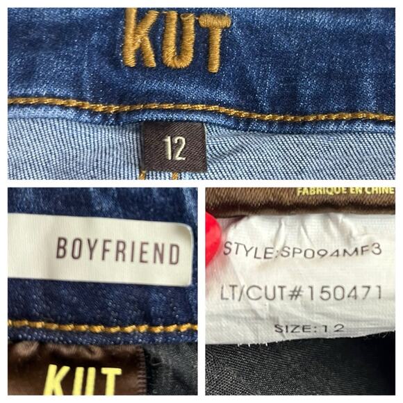 Kut from the Kloth Jeans Boyfriend Mid Rise Ankle Dark Wash Women’s Size 12 - Picture 7 of 8